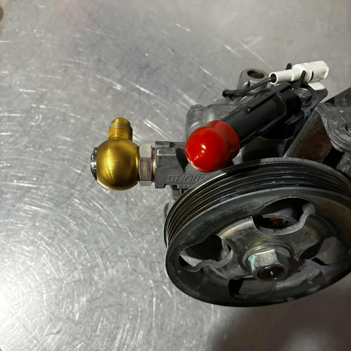 Subaru WRX STI Impreza Legacy Forester Outback WRC Power Steering High Pressure Pump Feed Fitting -6AN Swivel Banjo 360 Degree