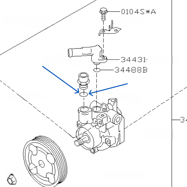 Subaru GG/GD/SG 02-07 Power steering pump diagram Impreza WRX STI Forester