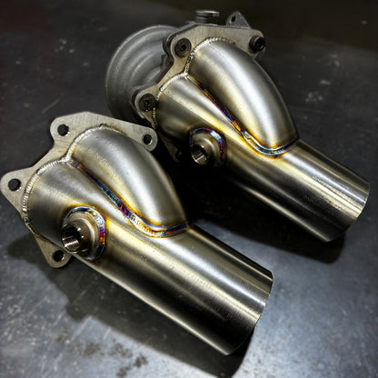 RSD Twinscroll 3.0" Stainless Steel 02-21 JDM WRX STI Downpipe, Group N Style divided Inlet